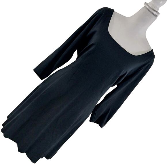 THE LIMITED! LUXE BLACK STRETCH, FORM FITTED LONG SLEEVE MIDI DRESS! SZ XL - Picture 1 of 11